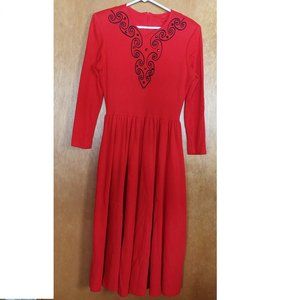 Red, light woolen dress